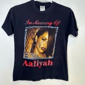 Vintage 2001 Aaliyah Memorial Tribute Graphic Tee In Memory Of R&B Icon Size M